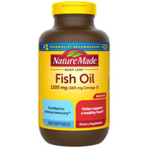 Nature Made Burp Less Fish Oil bottle front view showing 1200 mg softgels for daily use