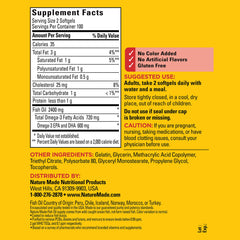 Two Nature Made Burp Less Fish Oil softgels illustrating daily omega-3 intake