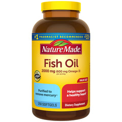Nature Made Fish Oil bottle highlights 2000 mg per serving for heart support