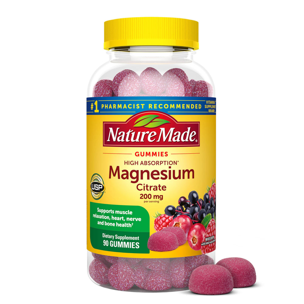 Nature Made High Absorption Magnesium Citrate bottle front view supports daily wellness.