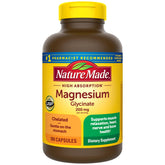 Nature Made Magnesium Glycinate bottle on a kitchen counter, supporting muscle relaxation