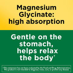 Nature Made Magnesium Glycinate label detail, high absorption chelated formula