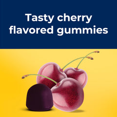Close-up of Nature Made melatonin gummies showing cherry color and texture