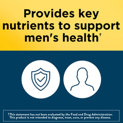 Nature Made Multi for Him Gummies packaging highlighting gluten-free formula and absence of artificial additives.