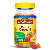 Nature Made Multivitamin + Omega-3 strawberry gummies bottle for daily energy support