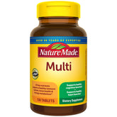 Nature Made multivitamin tablets with iron bottle—130-day supply for daily immune and energy support.