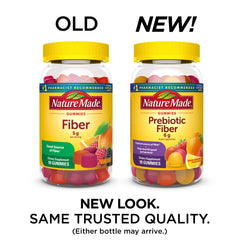 Nature Made Prebiotic Fiber Gummies bottle side label for daily fiber support