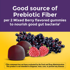 Gummies in a resealable Nature Made bag highlighting gluten-free and fiber-based formula.