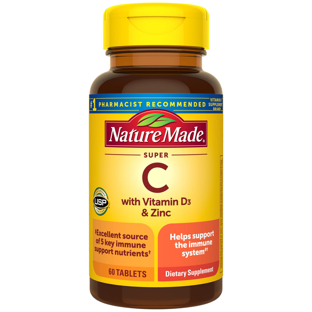 Nature Made Super C bottle front for a 60-day daily immune support routine.