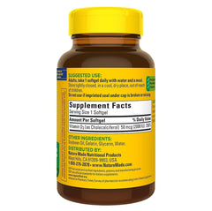 Nature Made Vitamin D3 softgel label highlights potency for daily use.