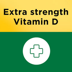 Close-up of Nature Made Vitamin D3 softgel capsule showing high potency.