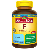 Nature Made Vitamin E 400 IU softgels bottle showing antioxidant support for daily wellness