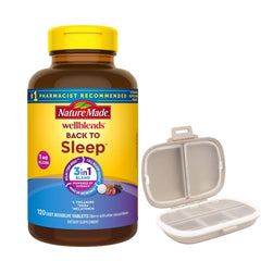 Nature Made Wellblends Back to Sleep bottle with 120 fast-dissolve tablets for night-time support.