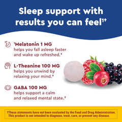 Nature Made Wellblends Back To Sleep tablet dissolves in mouth for convenient nighttime use.