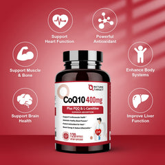 Nature Target CoQ10 packaging displays a 120-count bottle for long-term use.