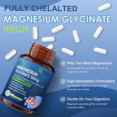 Nature Target magnesium glycinate capsules close-up highlighting gentle, well-tolerated digestion.