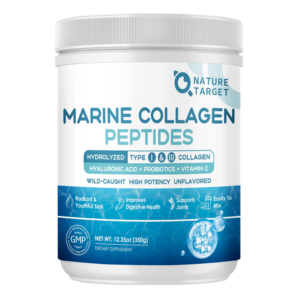 NATURE TARGET Marine Collagen Peptides bottle for skin support.