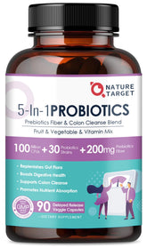 Nature Target Probiotics bottle front view suggesting daily digestive support.