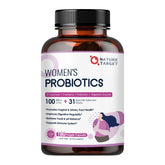 Nature Target Probiotics for Women bottle showcases 180 capsules for daily gut support.