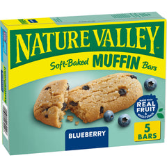 Nature Valley Blueberry Soft-Baked Muffin Bars pack, portable breakfast option for busy mornings.