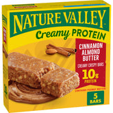 Nature Valley Creamy Protein Bars Cinnamon Almond Butter box for on-the-go snacking