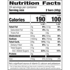 Nature Valley Oats 'n Honey packaging back view with ingredients info