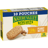Nature Valley Peanut Butter Biscuit Sandwich box front, a portable breakfast on the go.