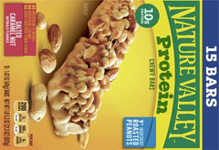 Nature Valley Protein Chewy Salted Caramel Nut bar close-up showing chewy texture