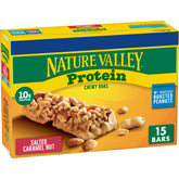 Nature Valley Protein Chewy Salted Caramel Nut bar front view—great on-the-go snack