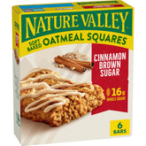 Nature Valley Soft-Baked Oatmeal Squares Cinnamon Brown Sugar box for on-the-go breakfast.