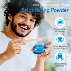 Nature Ziran Teeth Whitening Powder dispensing spoon ready for use