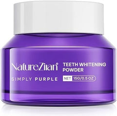 Nature Ziran teeth whitening powder jar highlights stain-removal formula