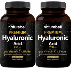 NatureBell 2-pack hyaluronic acid bottle highlighting hydration and joint support.