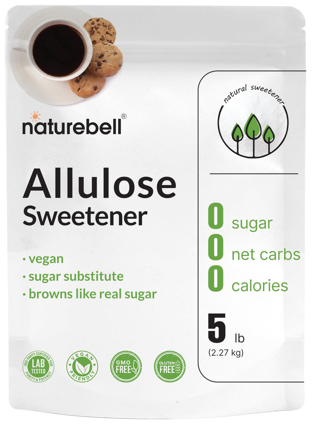 NatureBell Allulose Sweetener bulk 5lbs bag for baking and beverages