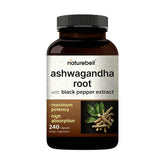 NatureBell Ashwagandha capsules bottle close-up for calmness support.