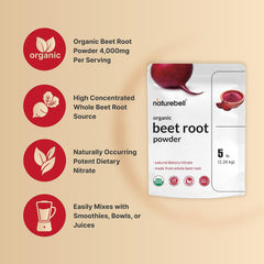 NatureBell beet root powder serving scoop demonstrates convenient daily serving size.