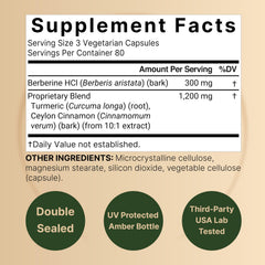 NatureBell berberine capsules close-up, convenient veggie capsules for daily use.