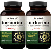 NatureBell Berberine supplement bottle with two-pack display may support balanced sugar levels.