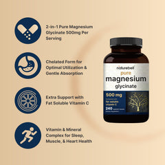 NatureBell chelated purified magnesium glycinate highlighting gentle digestion