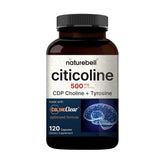 NatureBell Citicoline 500mg bottle front promotes focus and clarity potential.