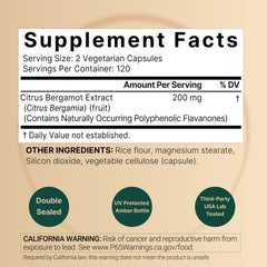 NatureBell Citrus Bergamot capsules close-up, vegetarian capsules for easy everyday use.