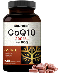 NatureBell CoQ10 with PQQ bottle shown for daily antioxidant support.