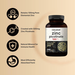 NatureBell immune-support zinc picolinate bottle shown for balanced nutrient intake