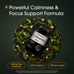 NatureBell L-Theanine bottle front shows potently labeled 400 mg per serving for daily calm.