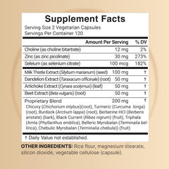NatureBell Liver 15-in-1 capsules close-up showing easy-to-swallow veggie form.