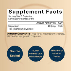 NatureBell Magnesium Glycinate 400mg capsules poured for easy daily intake.