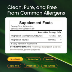 NatureBell Magnesium Taurate daily dose image highlighting 1,500 mg strength