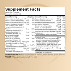 NatureBell Methylated Multivitamin ingredients graphic highlights 27 nutrients