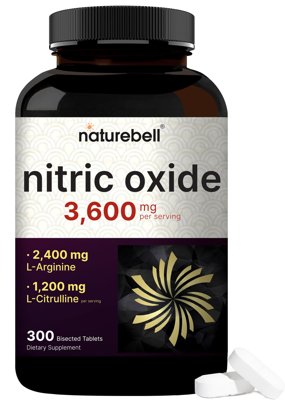 NatureBell Nitric Oxide bottle front, ideal for pre-workout preparation.