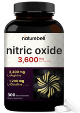 NatureBell Nitric Oxide bottle front, ideal for pre-workout preparation.